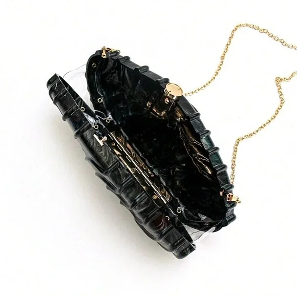 Textured irregular shape acrylic clutch purse - Picture 6 of 7